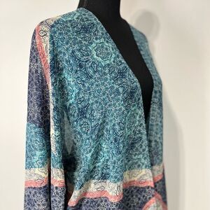Mystree Embroidered Jagged Hem Paisley Oversized Kimono Size S/M Women’s